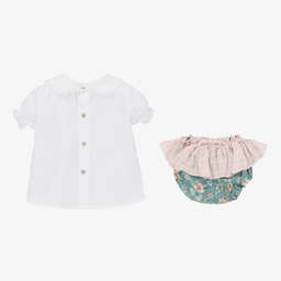 Paloma de la O-Girls White & Green Shorts Set | Childrensalon Outlet