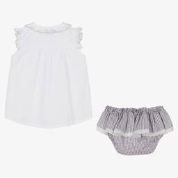 Paloma de la O-Белый топ и серые шорты из хлопка | Childrensalon Outlet