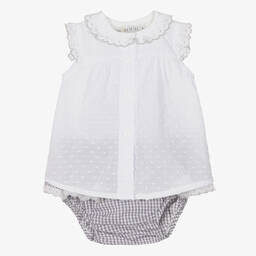 Paloma de la O-Белый топ и серые шорты из хлопка | Childrensalon Outlet