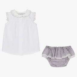 Paloma de la O-Белый топ и серые шорты из хлопка | Childrensalon Outlet