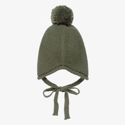 Paloma de la O-Green Knitted Pom-Pom Hat | Childrensalon Outlet