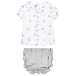 بالوما دي لا أو-طقم شورت وتوب قطن لون رمادي للبنات | Childrensalon Outlet
