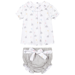 بالوما دي لا أو-طقم شورت وتوب قطن لون رمادي للبنات | Childrensalon Outlet