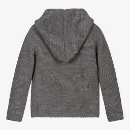 Paloma de la O-Grey Knitted Hooded Jacket | Childrensalon Outlet