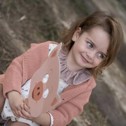 Paloma de la O-Pink Hooded Knit Cardigan | Childrensalon Outlet