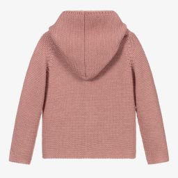 Paloma de la O-Pink Knitted Hooded Jacket | Childrensalon Outlet
