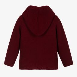 Paloma de la O-Red Knitted Hooded Jacket | Childrensalon Outlet