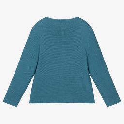 Paloma de la O-Teal Blue Knitted Cardigan | Childrensalon Outlet