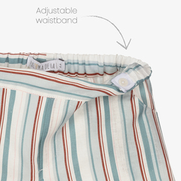 Paloma de la O-White & Blue Linen Shorts Set | Childrensalon Outlet