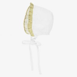 Paloma de la O-White & Green Baby Bonnet | Childrensalon Outlet