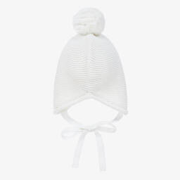 Paloma de la O-White Knitted Pom-Pom Hat | Childrensalon Outlet