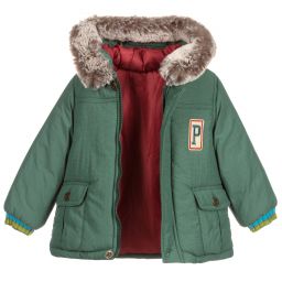 Pan Con Chocolate-Baby Boys Green Padded Jacket | Childrensalon Outlet