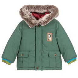 Pan Con Chocolate-Baby Boys Green Padded Jacket | Childrensalon Outlet