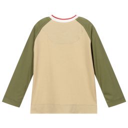 Pan Con Chocolate-Beige & Green Jersey Top | Childrensalon Outlet
