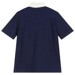 Pan Con Chocolate-Blue Cotton Polo Shirt  | Childrensalon Outlet