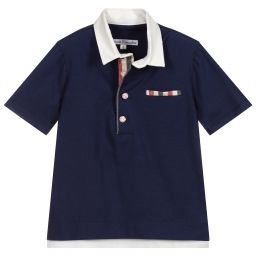 Pan Con Chocolate-Blue Cotton Polo Shirt  | Childrensalon Outlet