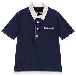 Pan Con Chocolate-Blue Cotton Polo Shirt  | Childrensalon Outlet