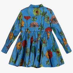 Pan Con Chocolate-Blue Flower Cotton Shirt Dress | Childrensalon Outlet