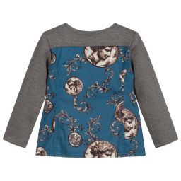 Pan Con Chocolate-Blue & Grey Zip-Up Blouse | Childrensalon Outlet