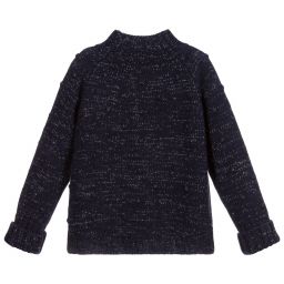 بان كون شوكولا-Blue Knitted Wool Sweater | Childrensalon Outlet