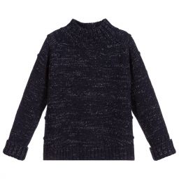 بان كون شوكولا-Blue Knitted Wool Sweater | Childrensalon Outlet