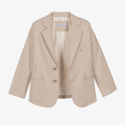 Pan Con Chocolate-Boys Beige Cotton & Linen Blazer | Childrensalon Outlet