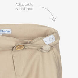 بان كون شوكولا-بنطلون قطن وكتان لون بيج للأولاد | Childrensalon Outlet