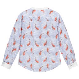 Pan Con Chocolate-Boys Blue Cotton Fish Shirt | Childrensalon Outlet