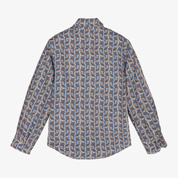 Pan Con Chocolate-Boys Blue Cotton Paisley Shirt | Childrensalon Outlet