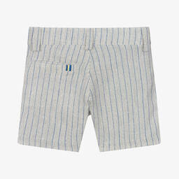 Pan Con Chocolate-Boys Blue Striped Linen Shorts | Childrensalon Outlet
