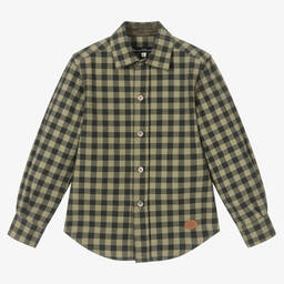 Pan Con Chocolate-Boys Green Gingham Shirt | Childrensalon Outlet
