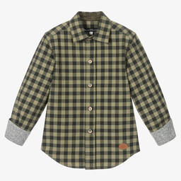 Pan Con Chocolate-Boys Green Gingham Shirt | Childrensalon Outlet