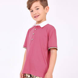 Pan Con Chocolate-Розовая рубашка поло из хлопка | Childrensalon Outlet