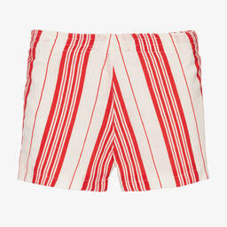 بان كون شوكولا-Boys Red & Ivory Cotton & Linen Shorts | Childrensalon Outlet