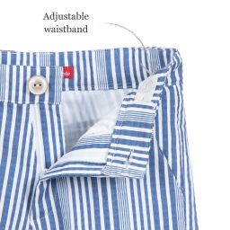 بان كون شوكولا-شورت قطن لون أزرق مقلم للأولاد | Childrensalon Outlet