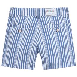 بان كون شوكولا-شورت قطن لون أزرق مقلم للأولاد | Childrensalon Outlet