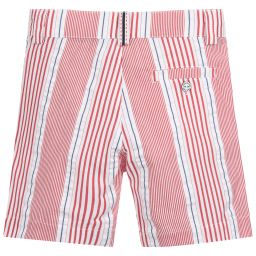 بان كون شوكولا-شورت قطن لون أحمر مقلم للأولاد | Childrensalon Outlet