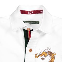 Pan Con Chocolate-Boys White Cotton Dragon Shirt | Childrensalon Outlet