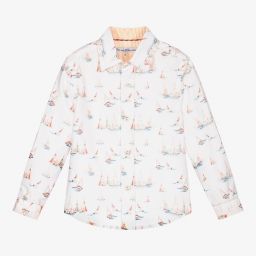 Pan Con Chocolate-Белая хлопковая рубашка для мальчиков | Childrensalon Outlet