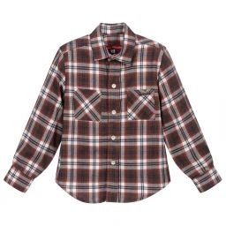 Pan Con Chocolate-Brown Cotton Checked Shirt | Childrensalon Outlet