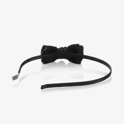 بان كون شوكولا-Girls Black Beaded Bow Hairband | Childrensalon Outlet