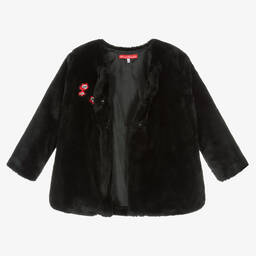 Pan Con Chocolate-Черная шуба из искусственного меха для девочек | Childrensalon Outlet