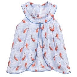 Pan Con Chocolate-Girls Blue Cotton Blouse | Childrensalon Outlet