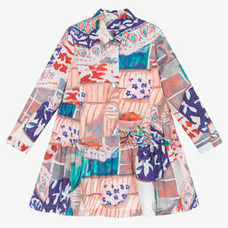 Pan Con Chocolate-Голубое хлопковое платье-рубашка для девочек | Childrensalon Outlet