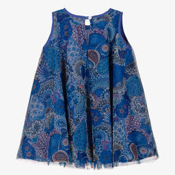 Pan Con Chocolate-Синее платье из тюля с цветами | Childrensalon Outlet