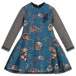 بان كون شوكولا-Girls Blue & Grey Dress  | Childrensalon Outlet
