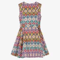 Pan Con Chocolate-Хлопковое платье с геометрическим принтом | Childrensalon Outlet