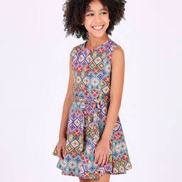 Pan Con Chocolate-Хлопковое платье с геометрическим принтом | Childrensalon Outlet