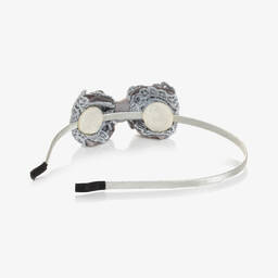 Pan Con Chocolate-Girls Grey Lace Bow Hairband | Childrensalon Outlet