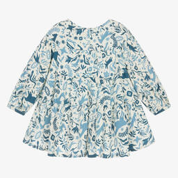 Pan Con Chocolate-Girls Ivory & Blue Cotton Dress | Childrensalon Outlet